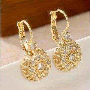 18K Gold Plated Filigree Ball Drop Earrings Ornate Sphere Vintage Statement